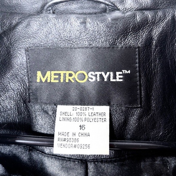 VTG 90s Metrostyle Matrix Black Leather Trenchoat Jacket Womens Size 16 Goth - Picture 4 of 9